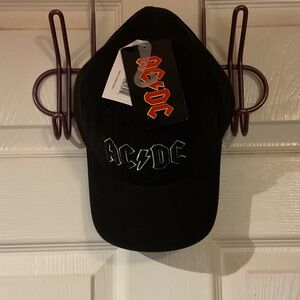 NWT AC/DC Black Cap with White Embroidered Logo